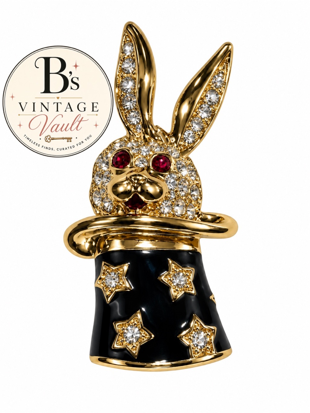 RETIRED 90s Vintage Magic Trick Bunny Brooch Pin by KJL